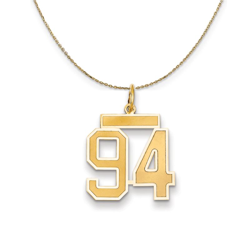 14k Yellow Gold, Jersey, Med Number 94 Necklace - 20 Inch